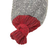 Close-up of a handcrafted soft knit hot pack cover in gray and red, designed for soothing relief and eco-friendly warmth, featured in Health & Wellness and Best Sellers collections.