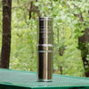 Polished AISI 304 stainless steel water filter with compact, portable design, ideal for camping, emergency supplies, and outdoor use in USA Made and Berkey Water Filters collections.