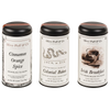Three handcrafted loose leaf black tea blends in decorative tins including cinnamon orange spice, colonial bohea, and Irish breakfast, made in USA and featured in Kitchen & Food, Food, Beverages, Best Sellers, and Promo Eligible collections.