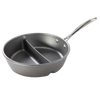 Cast aluminum divided skillet with built-in partition for heating two foods simultaneously, designed for Kitchen & Food, Cookware, Pots and Pans, USA Made, and Best Sellers collections.