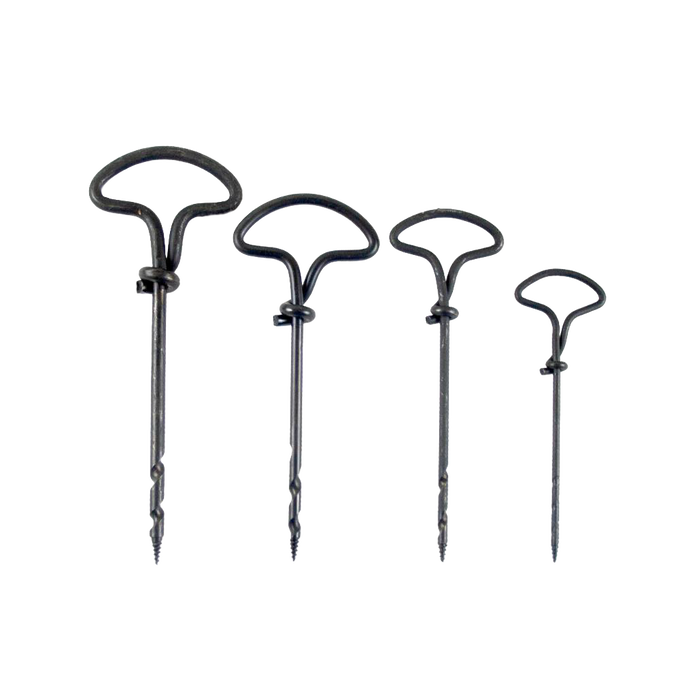 Set of four specially annealed steel gimlets in varying sizes with rounded handles for easy twisting, designed for wood drilling, featured in Farm, Garden & Tool and Hand Tools collections.