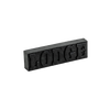 Black rust eraser bar embossed with "LODGE," designed for restoring cast iron cookware, handcrafted in USA, featured in Kitchen & Food and Household Cleaning collections.
