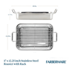 Stainless steel roasting pan with sturdy side handles and removable rack, designed for even cooking, featured in Kitchen & Food, Cookware, Pots and Pans, Best Sellers, and Promo Eligible collections.