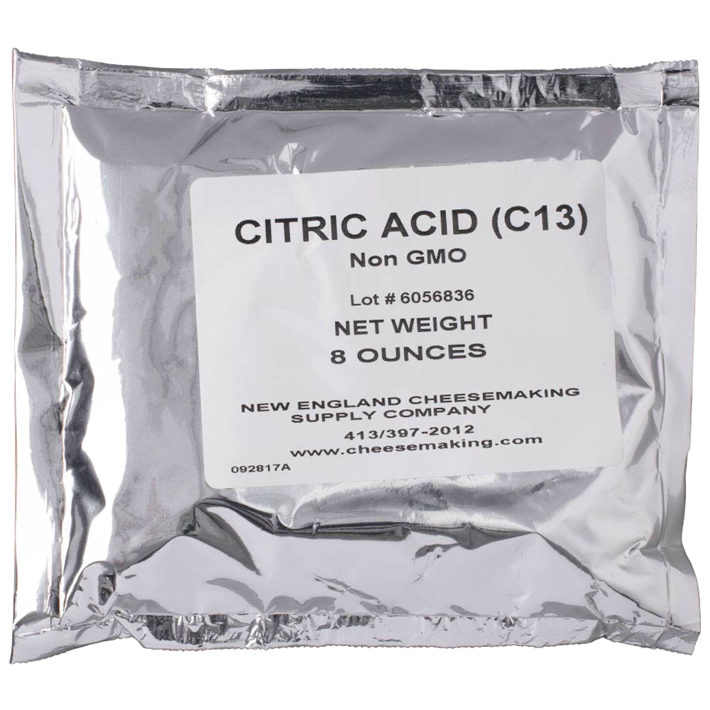 Sealed silver foil packet of non-GMO citric acid powder for cheesemaking, suitable for Kitchen & Food, Specialty Equipment, DIY Cheese and Yogurt, Best Sellers, Promo Eligible, and Sale collections.
