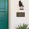 Handcrafted black and gold rectangular address plaque showcasing bold numbers, made in USA, enhancing curb appeal for Home & Decor, Household Helpers, and Mailboxes and Address Signs collections.
