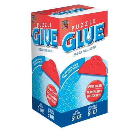 Box of puzzle glue with applicator, 5 fl oz size, safe and non-toxic formula that dries clear, featured in Toys, Books & Games, Games and Puzzles, Puzzles, Best Sellers, and Promo Eligible collections.