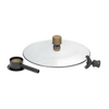 Concave spun-glass reflector with hollow mirrored center and locking nut, accompanied by a mounting post, designed for oil lamps in Lamps & Lighting and Oil Lamps collections.