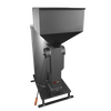 Black metal rocket heater with large pellet hopper and sturdy base, designed for efficient wood and pellet burning, featured in stoves, heatstoves, and best sellers collections.