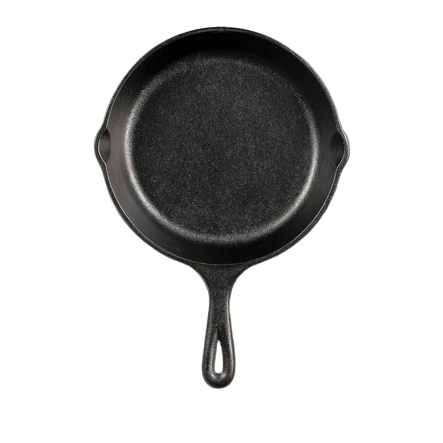 Round black pre-seasoned cast iron skillet handcrafted for superior heat retention and durability, suitable for Kitchen & Food, Cookware, Cast Iron, Best Sellers, and Promo Eligible collections.