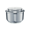 6.5-quart stainless steel mixing bowl with clear splash ring lid, compatible with Bosch Universal Plus and NutriMill mixers, ideal for Kitchen & Food and Baking Supplies collections.
