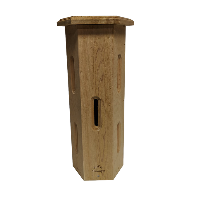 Natural unfinished cedar butterfly house with seven narrow entrances, handcrafted in the USA, ideal for attracting butterflies in Farm, Garden & Tool, and Garden Accessories collections.