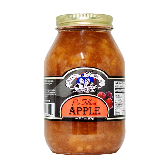 Handcrafted jar of Amish-made apple pie filling with natural ingredients, free from corn syrup and artificial coloring, part of Kitchen & Food, Pantry, USA Made, and Best Sellers collections.