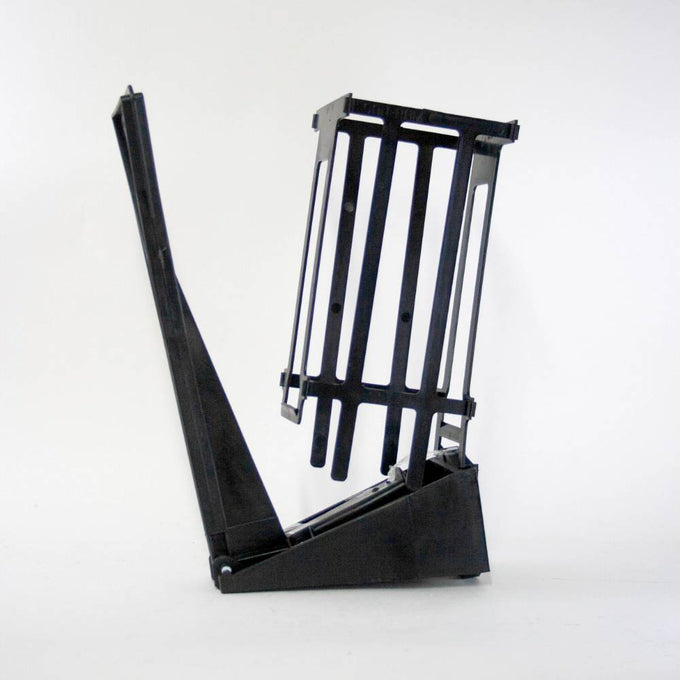 Black heavy-duty can crusher with a large hopper and long lever mechanism, designed for quick aluminum can compression, featured in Home & Decor, Household Helpers, USA Made, Best Sellers, and Promo Eligible collections.