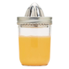 Sturdy stainless steel citrus juicer lid securely fitting a wide mouth jar filled with fresh juice, featured in Kitchen & Food, Juicers and Steamers, and Kitchen Gadgets collections.