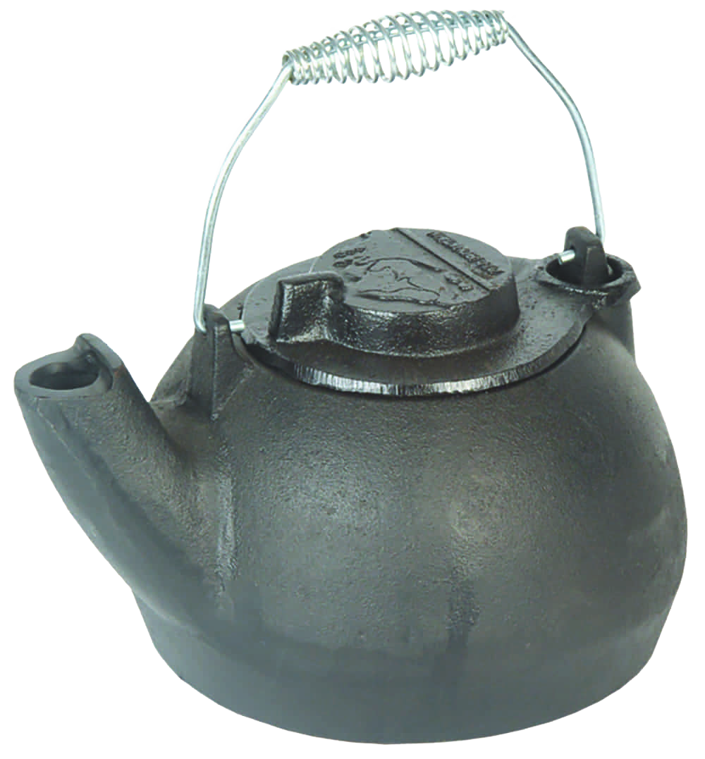 Classic cast iron kettle with a durable black finish and a cool-touch handle, designed for Kitchen & Food, Brewing Coffee and Tea, Cast Iron, Cookware, and Best Sellers collections.