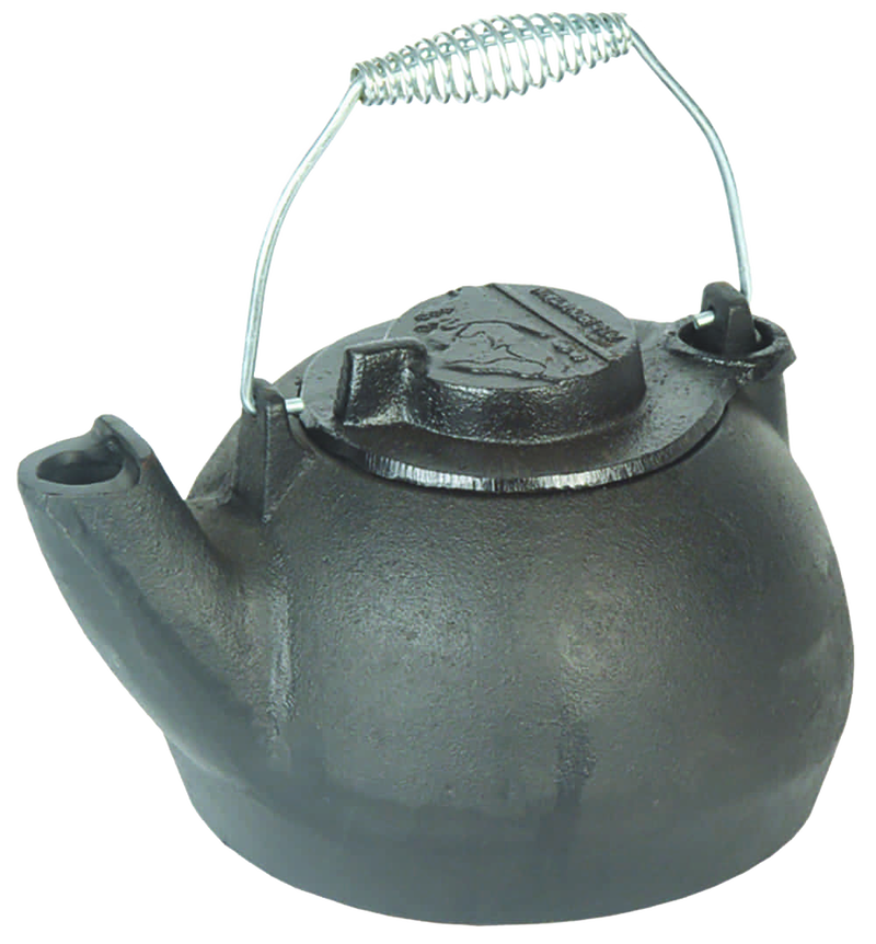 Classic cast iron kettle with a durable black finish and a cool-touch handle, designed for Kitchen & Food, Brewing Coffee and Tea, Cast Iron, Cookware, and Best Sellers collections.