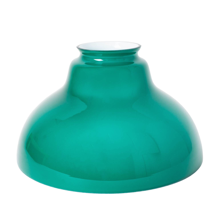 Smooth emerald green glass lamp shade designed for hanging lamps, handcrafted to diffuse light beautifully, featured in Lamps & Lighting, Parts and Accessories, and Lamp Shades collections.