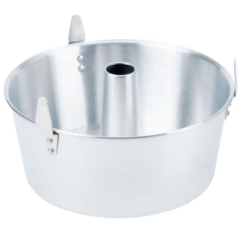 Traditional aluminum tube cake pan with removable bottom and cooling feet, ideal for even baking, featured in Kitchen & Food, Cookware, Baking Supplies, Best Sellers, and Promo Eligible collections.