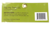 Green product label displaying usage instructions for filtering maple syrup to remove impurities, featuring a barcode and eco-friendly slogan suitable for farm, garden, and maple sugaring supplies collections.