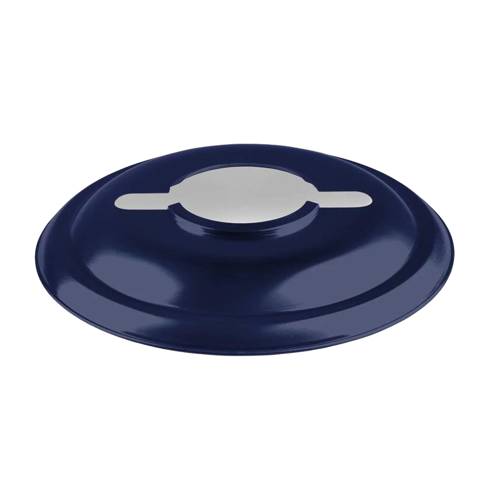 Handcrafted deep blue steel reflector shade designed to direct lantern light downward with glare control and glass protection, featured in Lamps & Lighting, Emergency Supplies, Oil Lamps, Best Sellers, and Promo Eligible collections.
