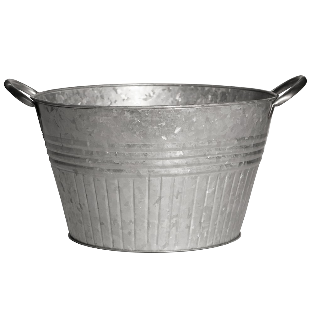 Galvanized metal planter tub with vintage-style metal handles, suitable for growing vegetables and flowers, perfect for Farm, Garden & Tool and Garden Accessories collections.