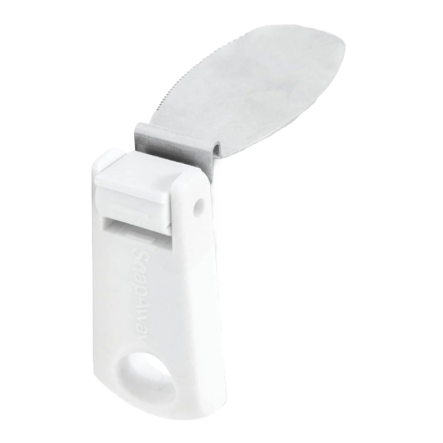 Foldable butter knife with a wide paddle blade and collapsible white handle designed to attach securely to butter tubs, perfect for Kitchen & Food, Kitchen Gadgets, and Best Sellers collections.