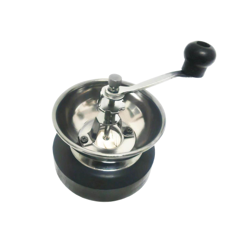 Handcrafted manual coffee grinder with polished steel burr and black base, designed for consistent grinding, ideal for Kitchen & Food, Brewing Coffee and Tea, Kitchen Gadgets collections.
