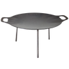 Steel griddle and fire bowl with three sturdy legs and integrated handles, perfect for outdoor cooking in Farm, Garden & Tool, Camping, Best Sellers, and Promo Eligible collections.