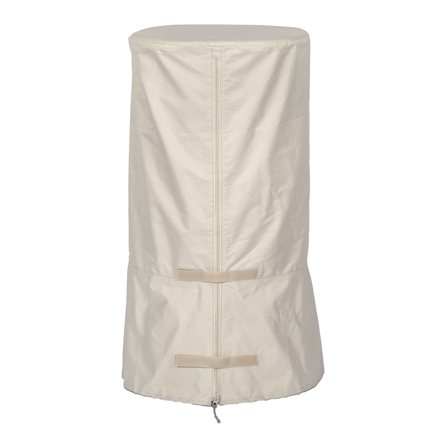 Weather-resistant storage cover made of easy-to-clean ripstop fabric with full-length zipper and adjustable fasteners, ideal for protecting fire barrels in Farm, Garden & Tool and Camping collections.