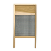 Classic galvanized wavy washboard with mortised wooden frame and lock-cornered head, designed for effective stain removal, perfect for Home & Decor and Laundry Supplies collections.