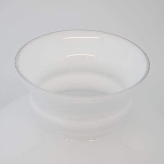 Handcrafted white glass lamp shade with a gently flared rim, designed to soften and distribute light from oil lamps, perfect for Lamps & Lighting and Parts and Accessories collections.