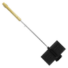 Double-compartment cast iron cooking tool with a wooden handle designed for making campfire sandwiches, featured in farm, garden, and camping collections.