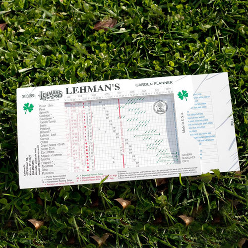 Handcrafted sliding garden calendar for spring planting and harvesting guidance, made in the USA, ideal for farm, garden, and home gardening enthusiasts.