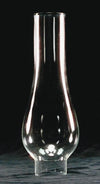 Clear glass oil lamp chimney with a 1-7/8 inch base and bulging shape, handcrafted for use in lamps and lighting, parts and accessories, and chimneys and globes collections.