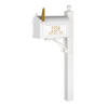 White and gold custom mailbox with post, showcasing elegant address personalization and handcrafted American design, ideal for Home & Decor and USA Made collections.