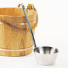 Handcrafted stainless steel water dipper with an 11-inch handle and flat bottom, inspired by Amish schoolhouse style, ideal for Kitchen & Food, Canning, and Storage collections.