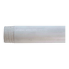 Close-up of a white PVC drop pipe section with threaded end, part of a handcrafted USA made deep well pump accessory for water pump installations and repair.