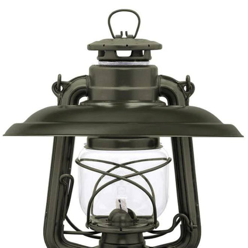 Handcrafted steel reflector in dark finish directing light downward to minimize glare and protect the glass globe, ideal for Lamps & Lighting, Emergency Supplies, Oil Lamps, Best Sellers, and Promo Eligible collections.