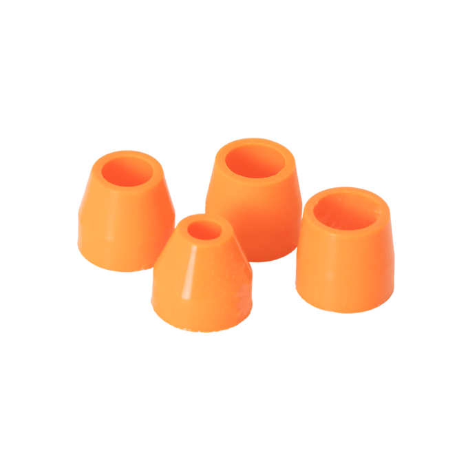Set of four interchangeable orange silicone tips designed for precise batter dispensing, compatible with kitchen gadgets in Cookware and Baking Supplies collections.