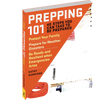 Paperback survival guide titled "Prepping 101" by Kathy Harrison offering 40 practical steps for emergency readiness, featured in USA Made and Emergency Supplies collections.