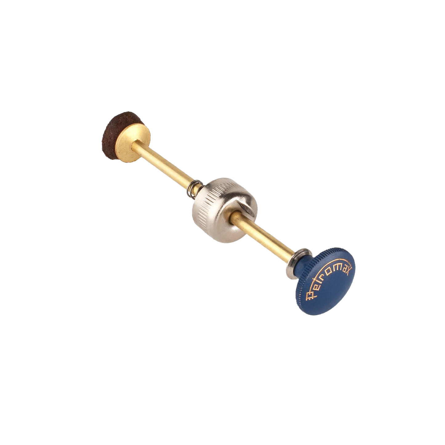 Brass and chrome pump shaft with blue knob engraved with Petromax logo, designed for lamp repair, featured in Lamps & Lighting, Parts and Accessories, Other Parts, Best Sellers, and Promo Eligible collections.