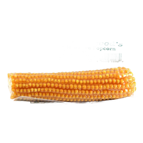 Single yellow corn cob packaged for microwave popcorn, showcasing natural kernels with no added ingredients, part of Kitchen & Food, Snacks and Sweets, USA Made, and Best Sellers collections.
