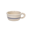 Handcrafted stoneware chili bowl in natural color with double blue stripes and handle, made in USA, ideal for Kitchen & Food, Dinnerware, USA Made, Best Sellers, and Promo Eligible collections.
