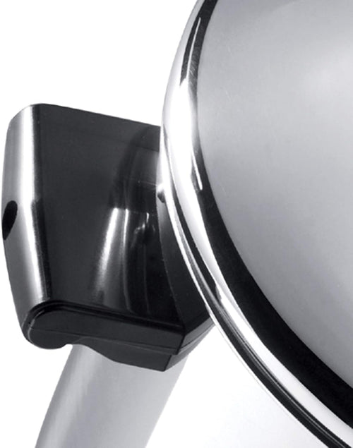Close-up of a heavy-duty stainless steel covered saucepot lid and handle highlighting durable construction, ideal for Kitchen & Food, Cookware, Pots and Pans, Best Sellers, and Promo Eligible collections.