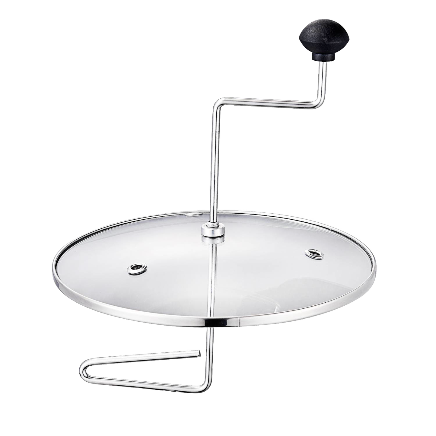 Handcrafted popcorn popper lid with glass top, metal frame, and black knob handle, designed for stovetop use in Kitchen & Food and Cookware collections.