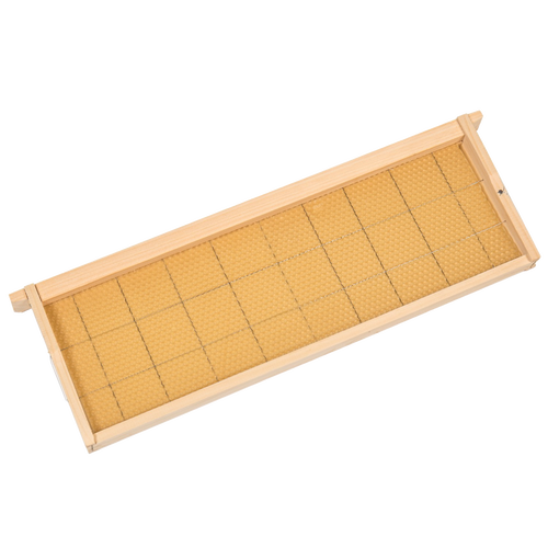 Handmade medium wooden bee frame with wired natural beeswax foundation, Amish made in the USA, designed for 5-frame, 8-frame, and 10-frame hives, part of Farm, Garden & Tool and Beekeeping Supplies collections.