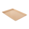 Light gold natural aluminum baking sheet with durable premium nonstick surface, designed for easy release and perfect baking results; featured in Kitchen & Food, Cookware, Baking Supplies, USA Made, Best Sellers, and Promo Eligible collections.