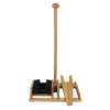 Handcrafted oak bootscraper with sturdy arenga bristles and integrated bootjack, designed to clean muddy boots easily without bending, ideal for Health & Wellness and Home & Decor.