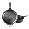 Two handcrafted cast iron skillets featuring a Bucking Bronco design and Yellowstone branding, made in USA, ideal for Kitchen & Food, Cookware, Cast Iron, Best Sellers, and Promo Eligible collections.