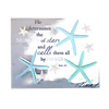 Handcrafted 5"x7" plaque featuring pastel blue and white starfish against a weathered gray background with an uplifting Bible verse from Psalm, perfect for Home & Decor, Best Sellers, and Promo Eligible collections.
